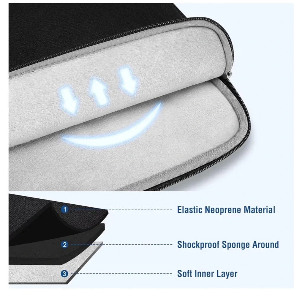 Durable Protective Computer Laptop Sleeve Bag with Small Case-BLACK
